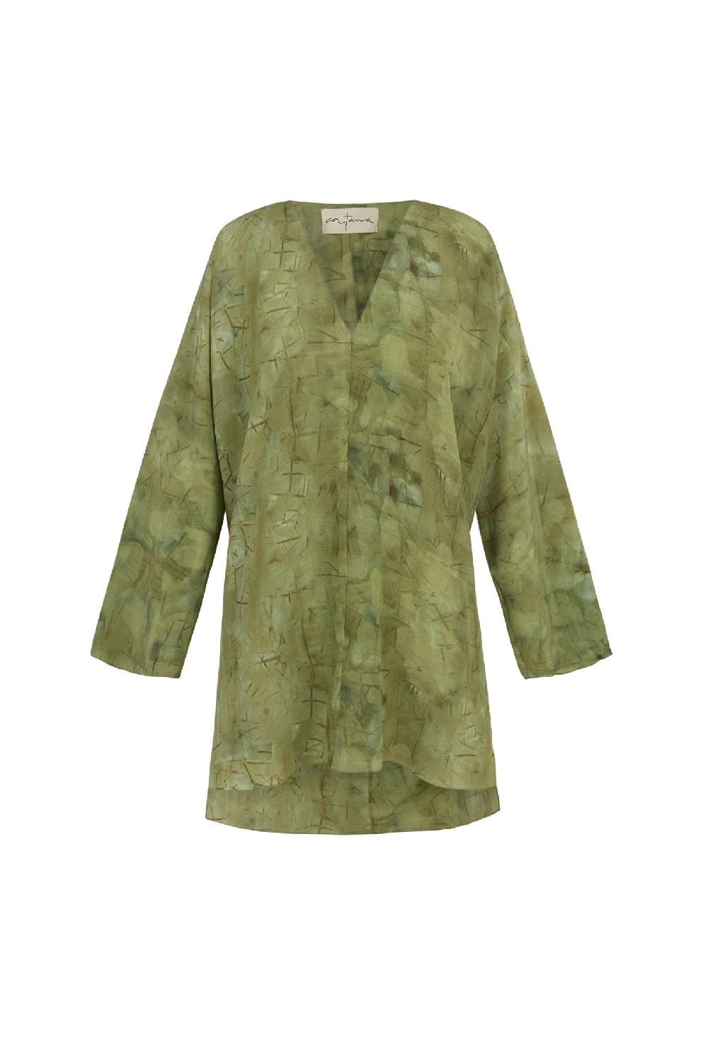 Cortana Amina top en seda amantis print