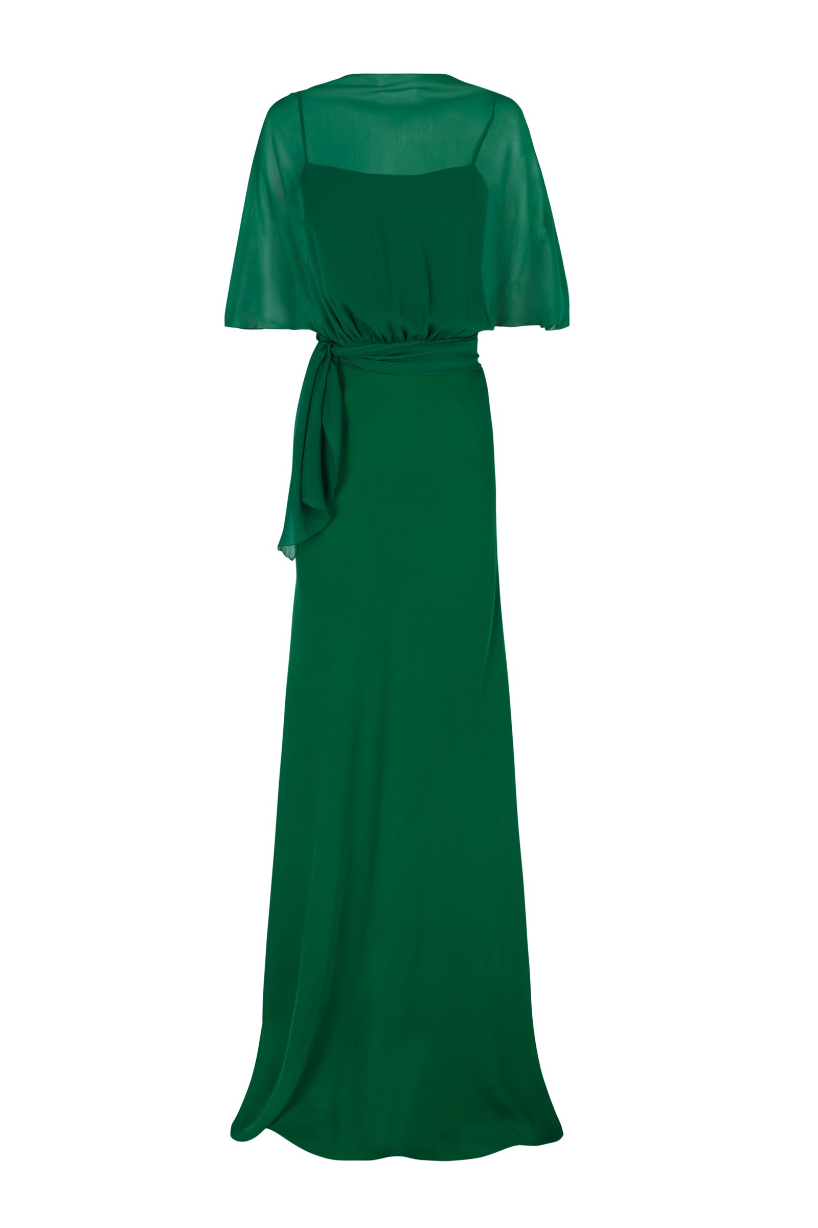 Cortana Land vestido en seda verde esmeralda