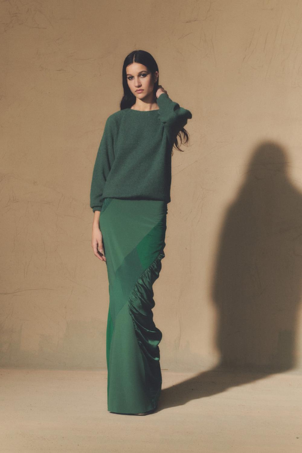 Cortana Marlon jersey en baby alpaca y lana merino verde Rebajas baratas