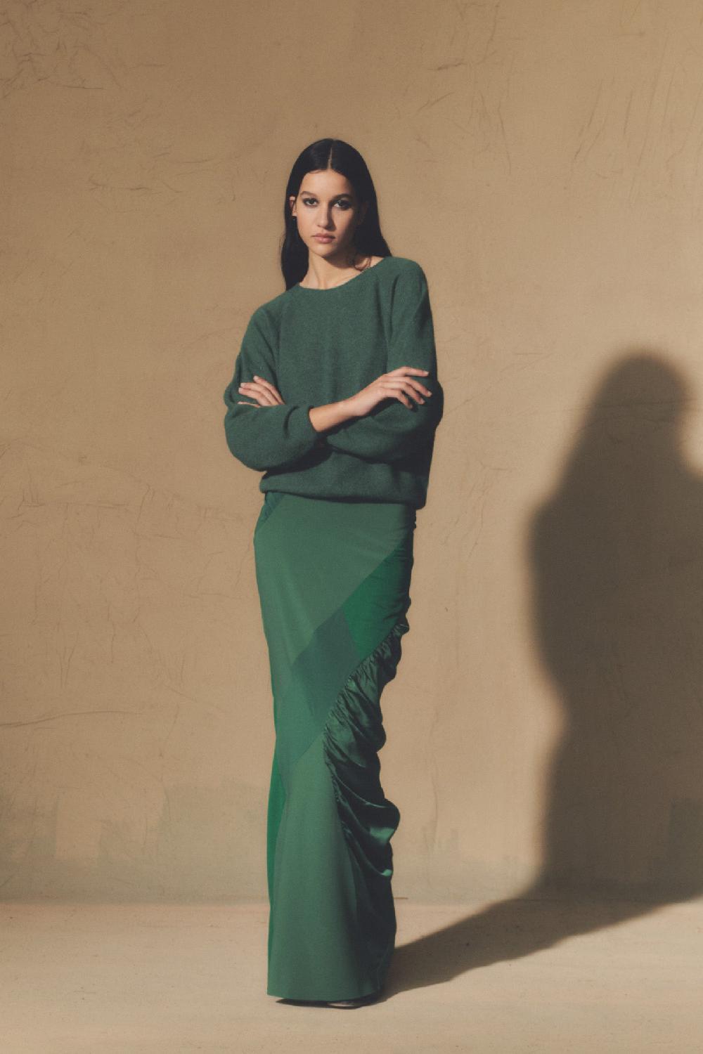 Cortana Marlon jersey en baby alpaca y lana merino verde Rebajas baratas
