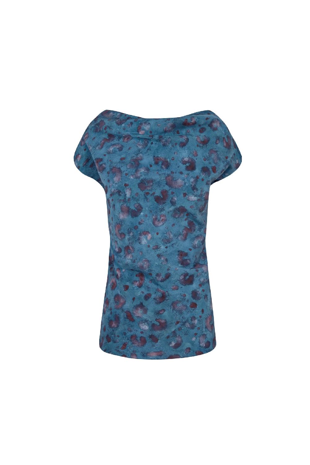 Cortana Camaron top en seda stretch isla print