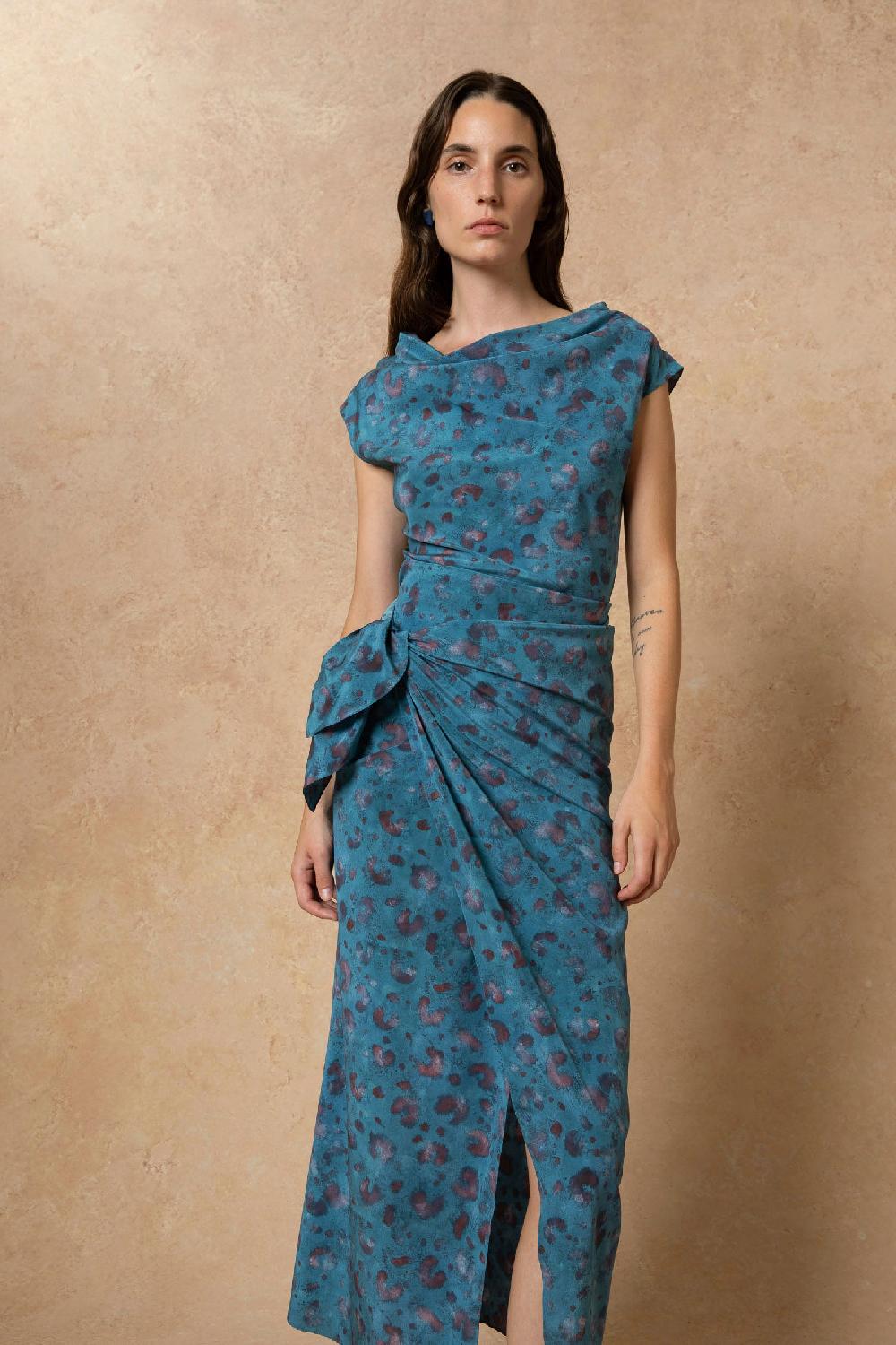 Cortana Camaron top en seda stretch isla print Grandes descuentos
