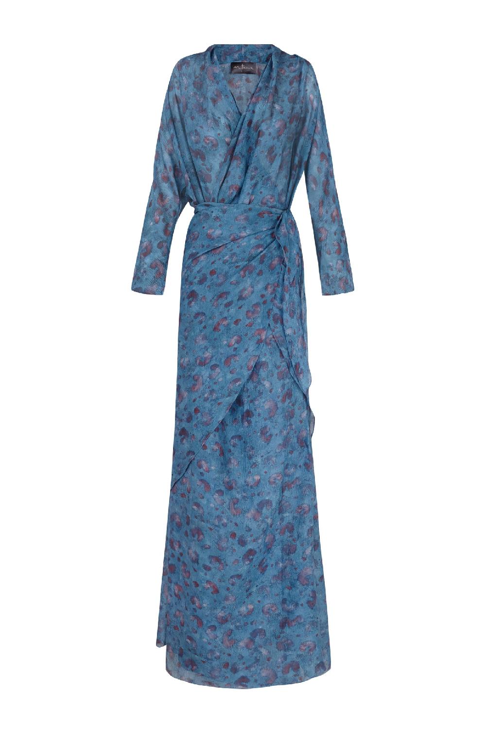 Cortana Sophia vestido en seda isla print