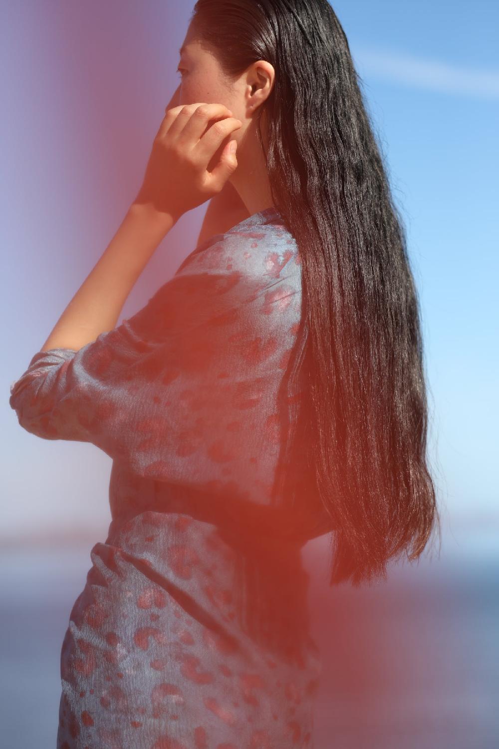 Cortana Sophia vestido en seda isla print Envío internacional gratuito