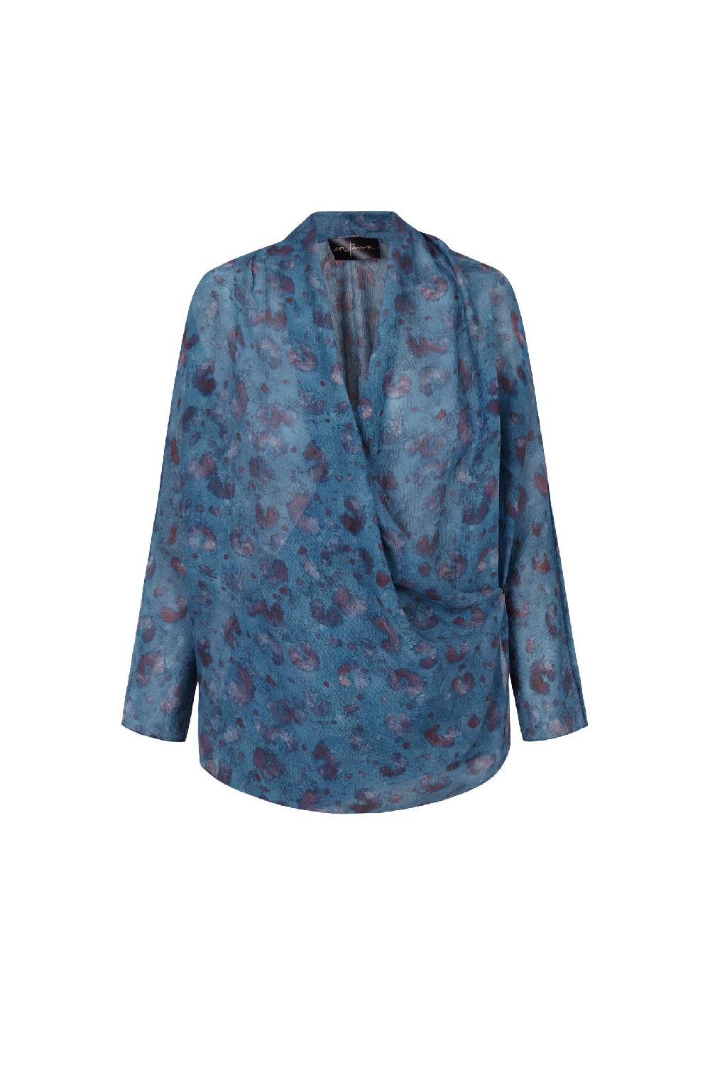 Cortana Sophia blusa en seda isla print
