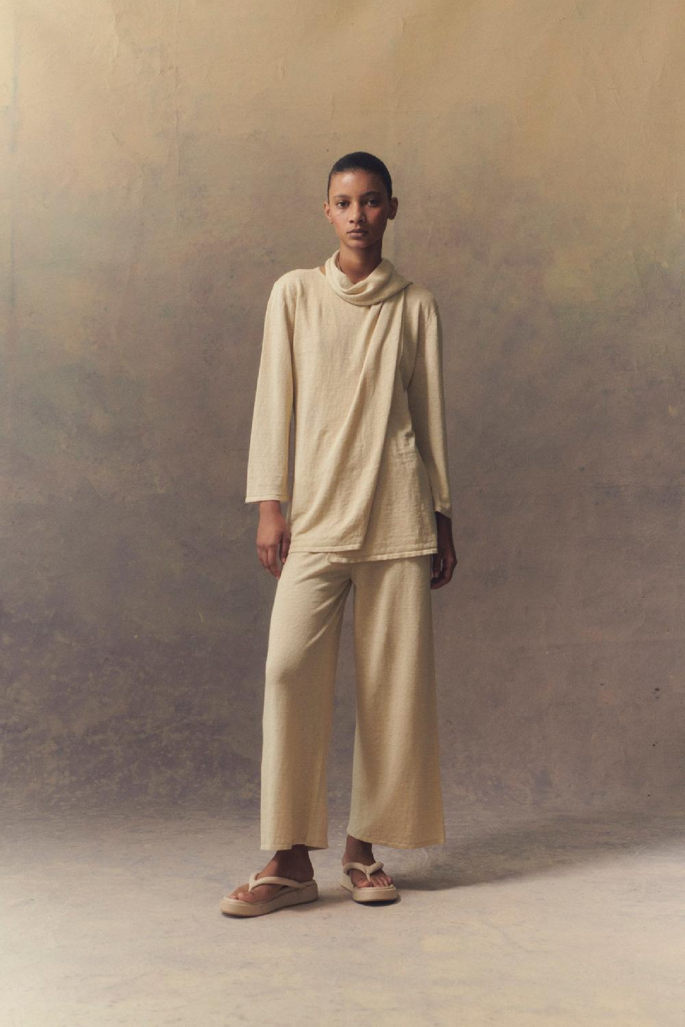Cortana Botanica pantalón en punto de lino crudo Rebajas baratas