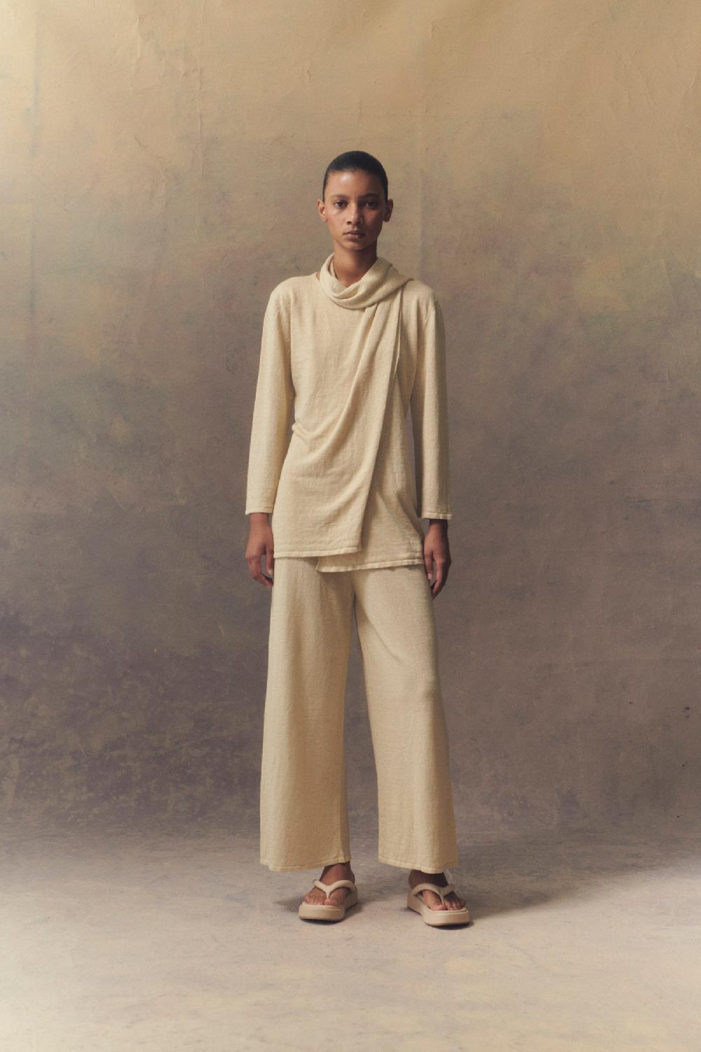 Cortana Botanica pantalón en punto de lino crudo Rebajas baratas