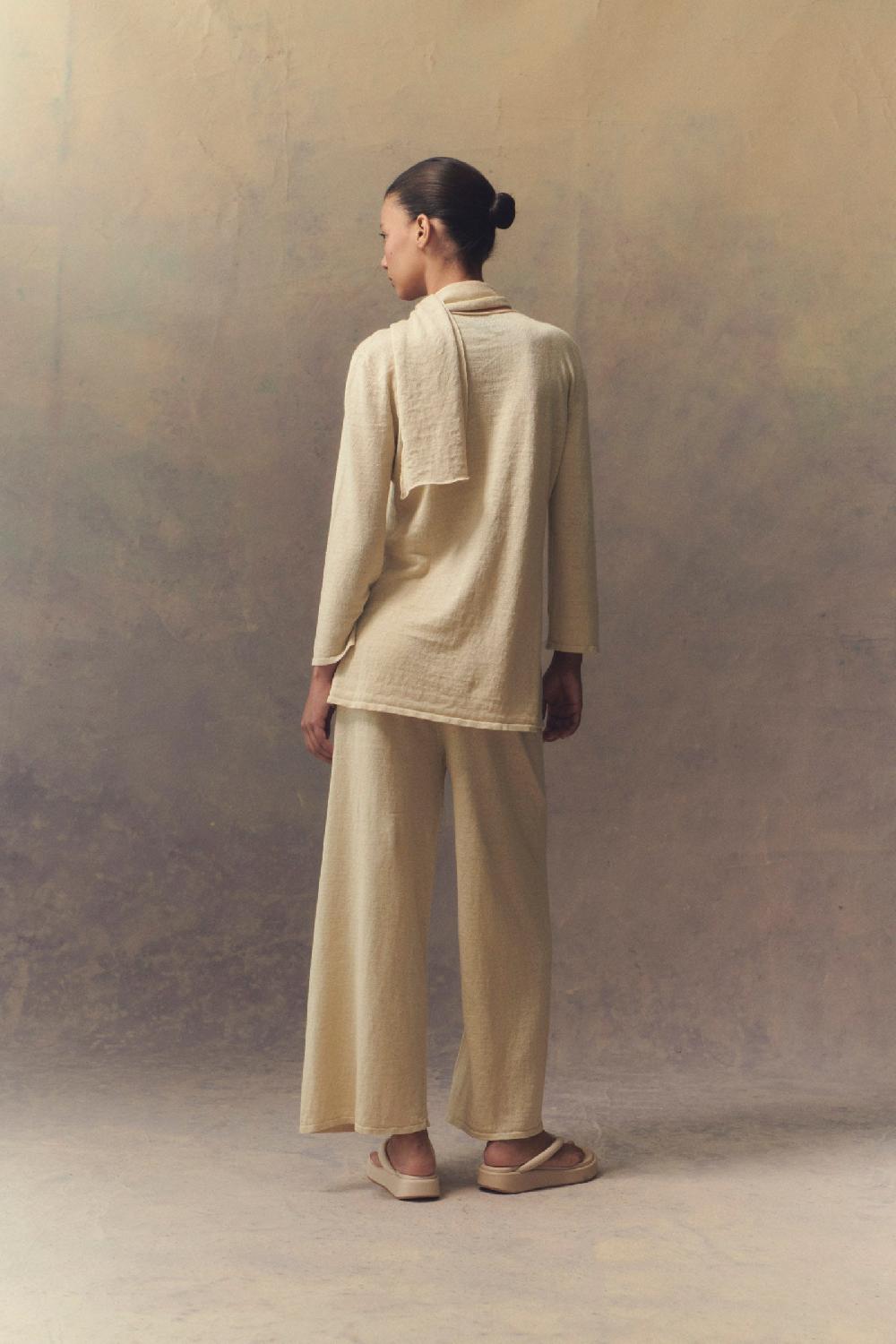 Cortana Botanica pantalón en punto de lino crudo Rebajas baratas