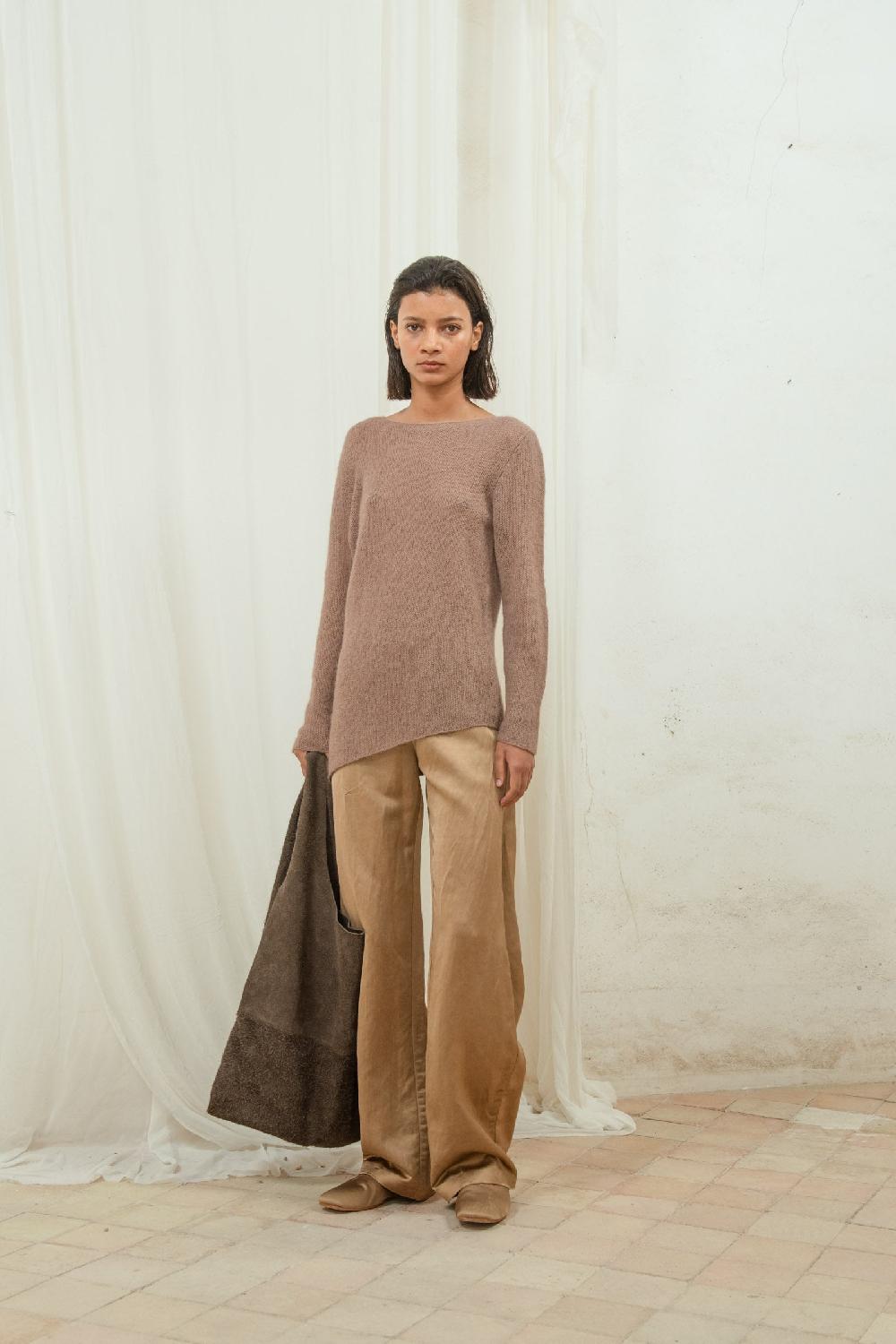 Cortana Lena jersey de alpaca lana merino y seda cocoa Tienda de fábrica