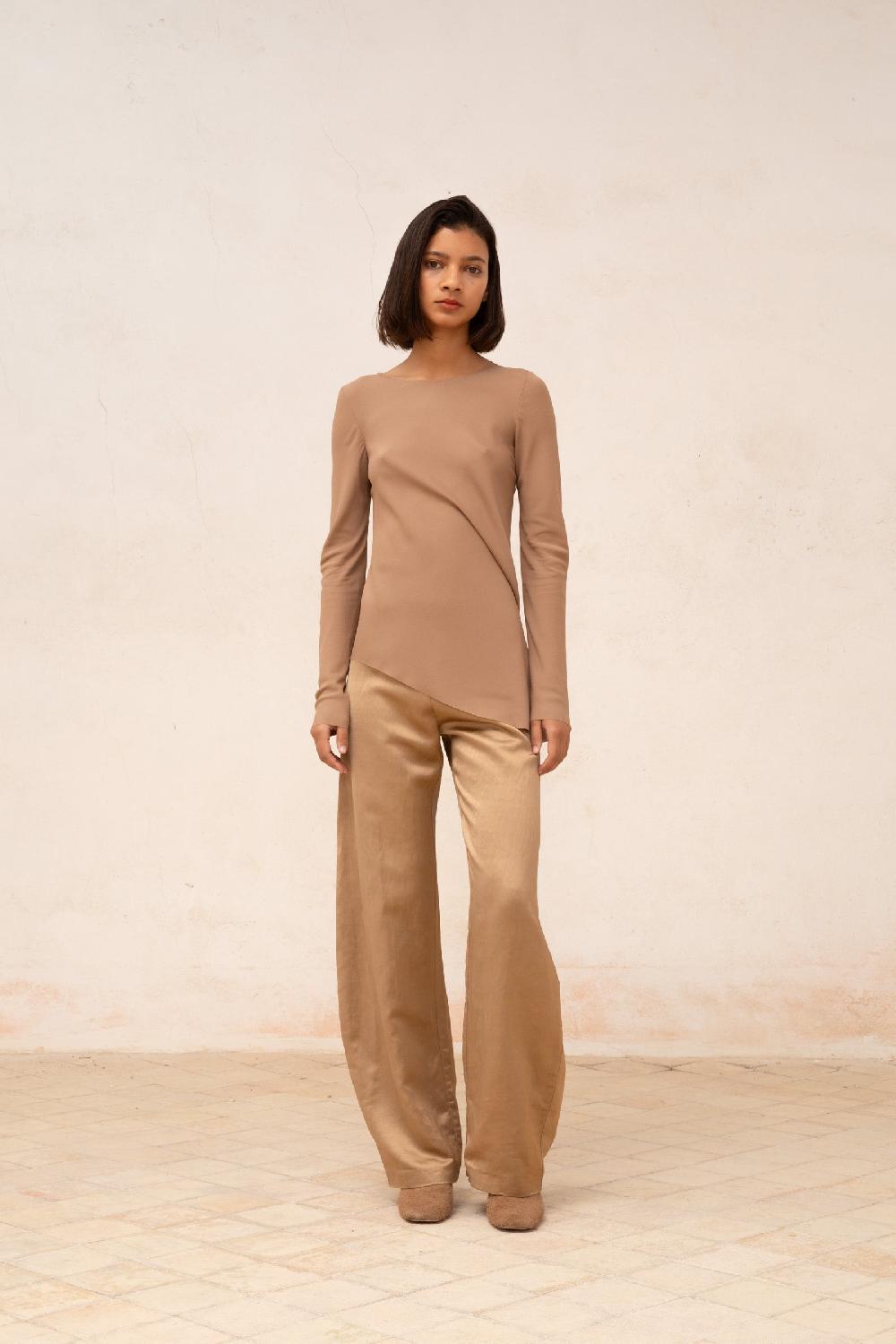 Cortana Sabrina top en seda stretch cocoa Ofertas de temporada