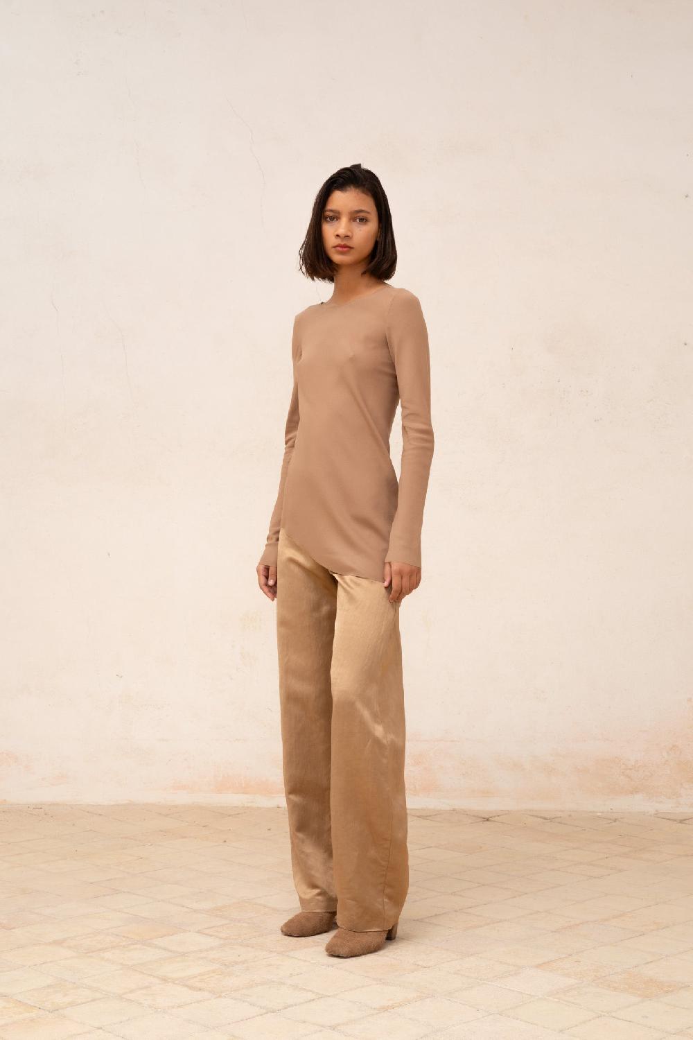 Cortana Sabrina top en seda stretch cocoa Ofertas de temporada
