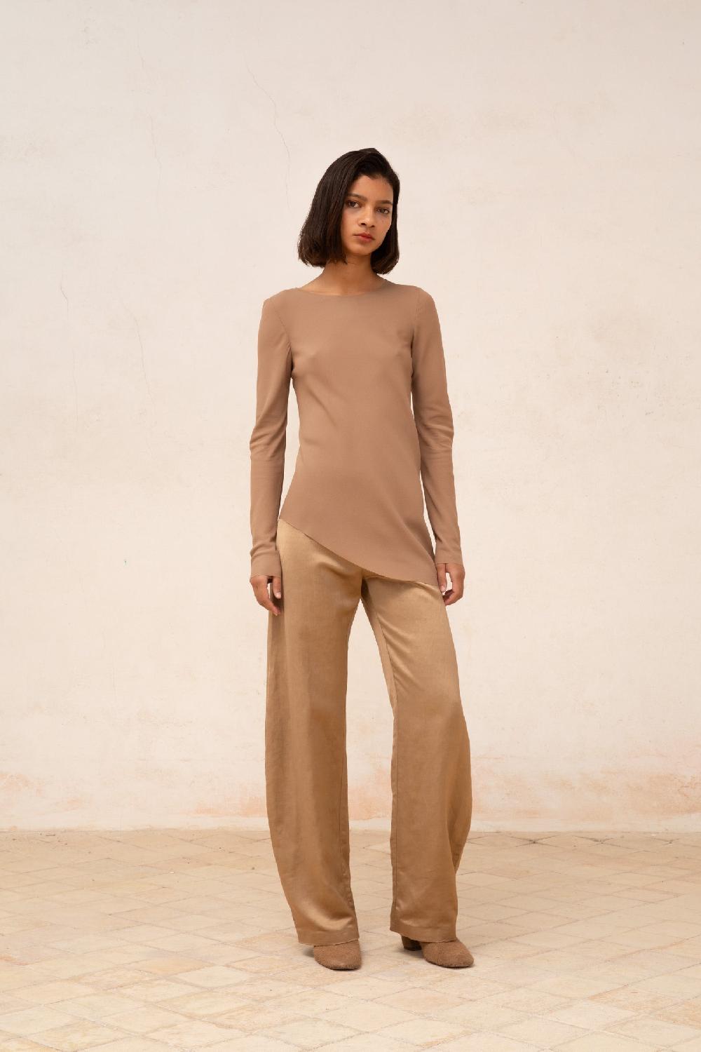 Cortana Sabrina top en seda stretch cocoa Ofertas de temporada