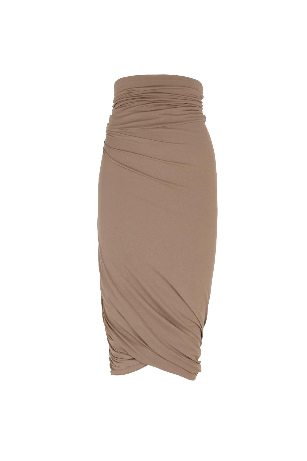 Cortana Alice falda entallada en cupro stretch cocoa