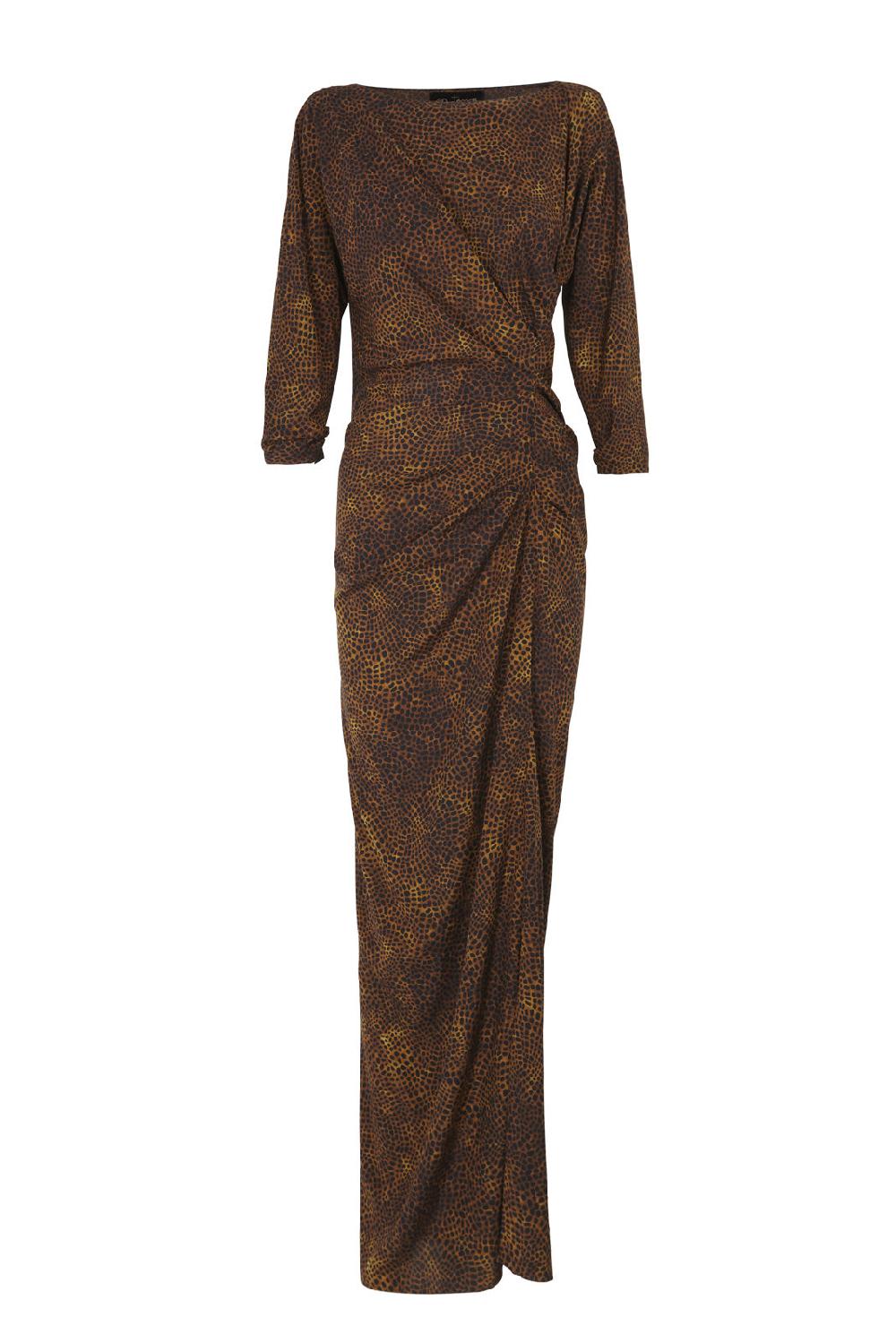 Cortana Carey vestido largo en seda animal print