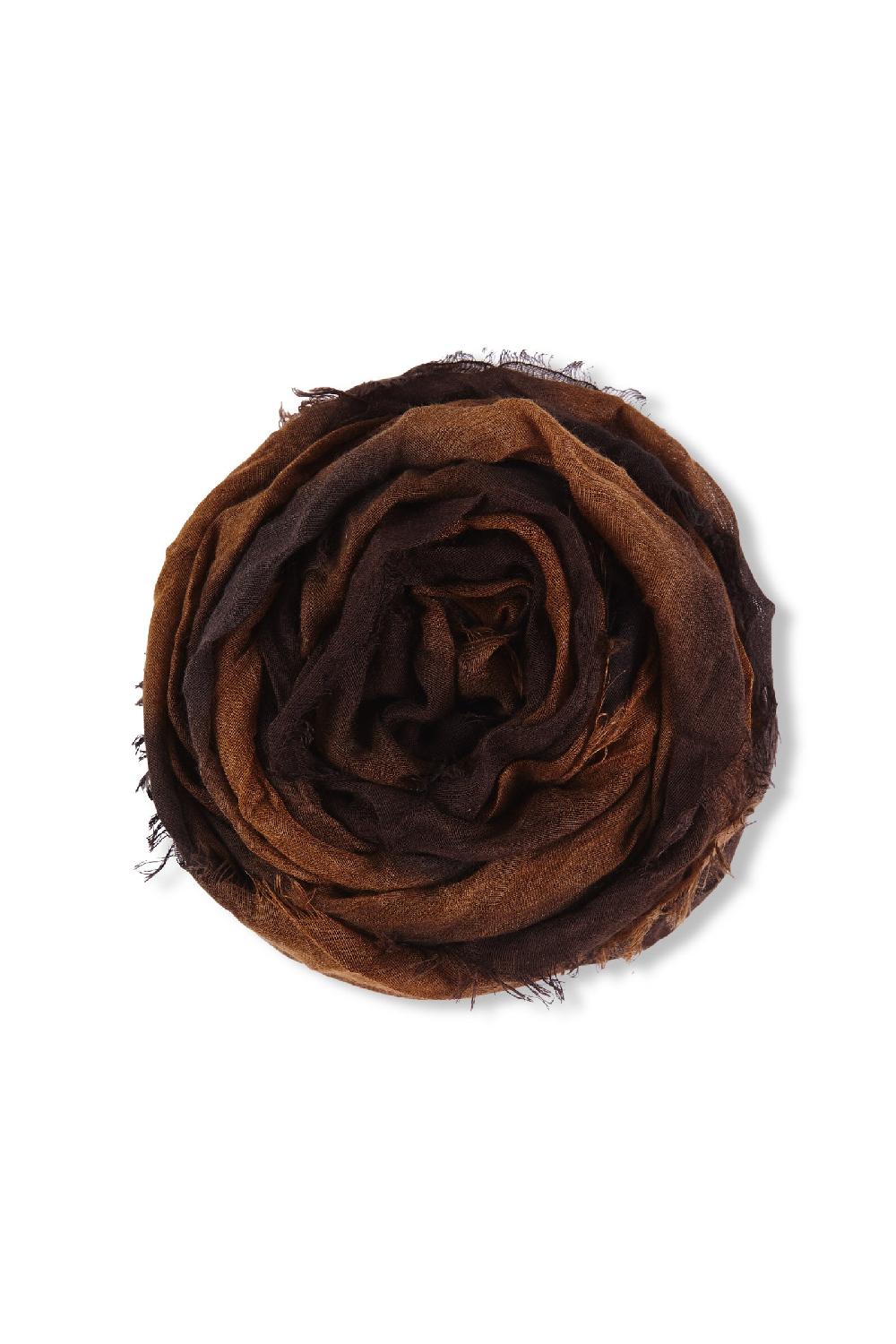 Cortana Marc foulard a rayas marron y tabaco en cachemir y seda
