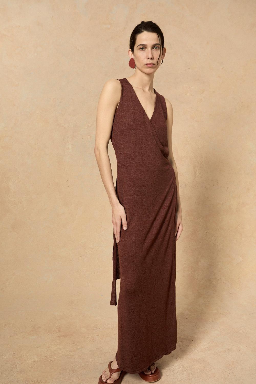 Cortana Canton vestido cruzado de punto granate Ventas relámpago