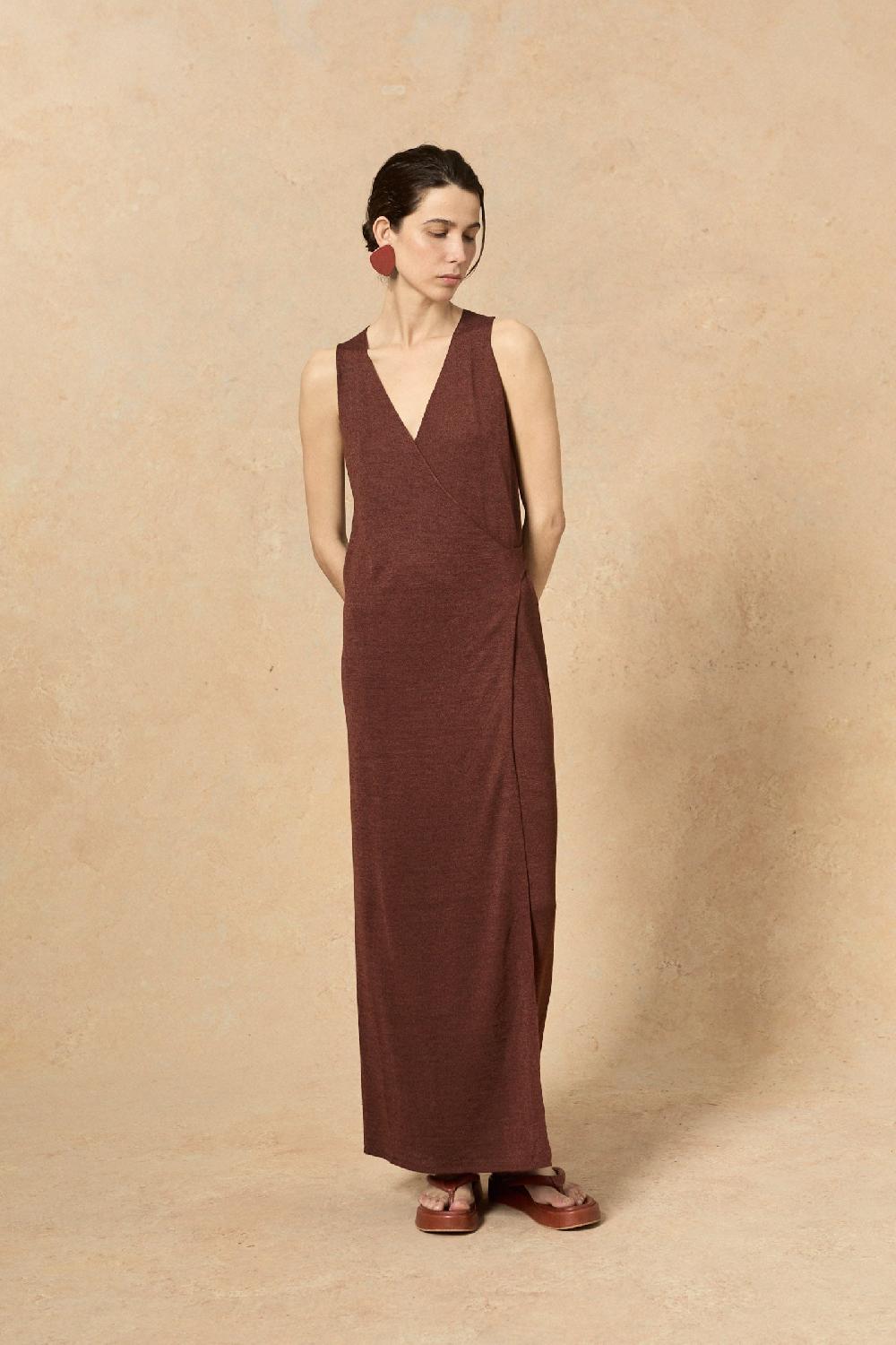 Cortana Canton vestido cruzado de punto granate Ventas relámpago