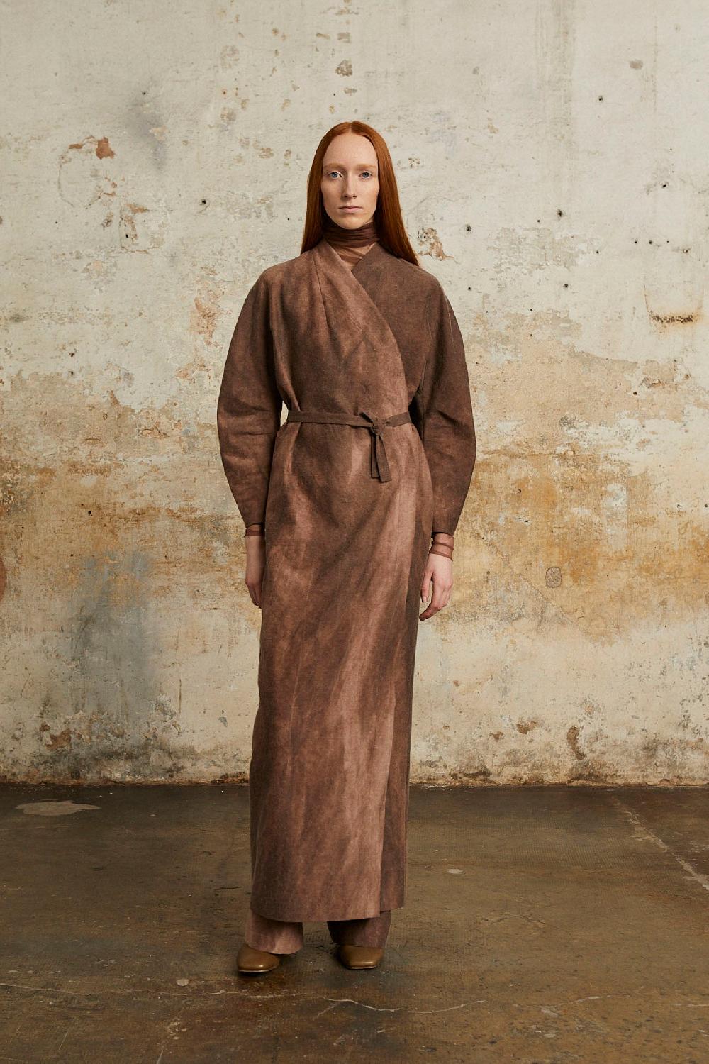 Cortana Rocco vestido en lino y lana virgen fade clay Rebajas top