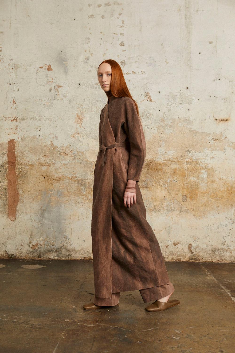 Cortana Rocco vestido en lino y lana virgen fade clay Rebajas top
