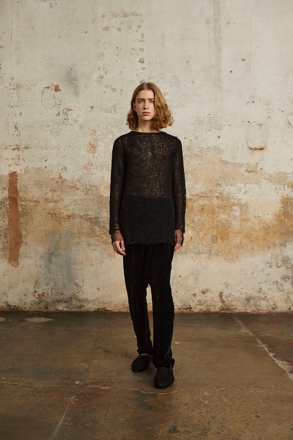 Cortana Onye jersey en alpaca seda y cachemir negro Promoción por tiempo limitado