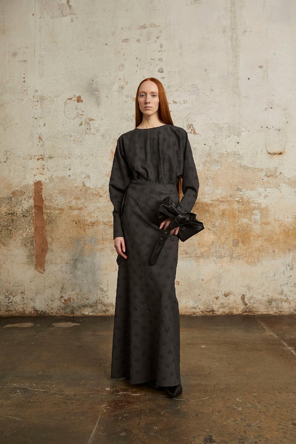Cortana Lala vestido largo jacquard topos Oferta especial de fábrica