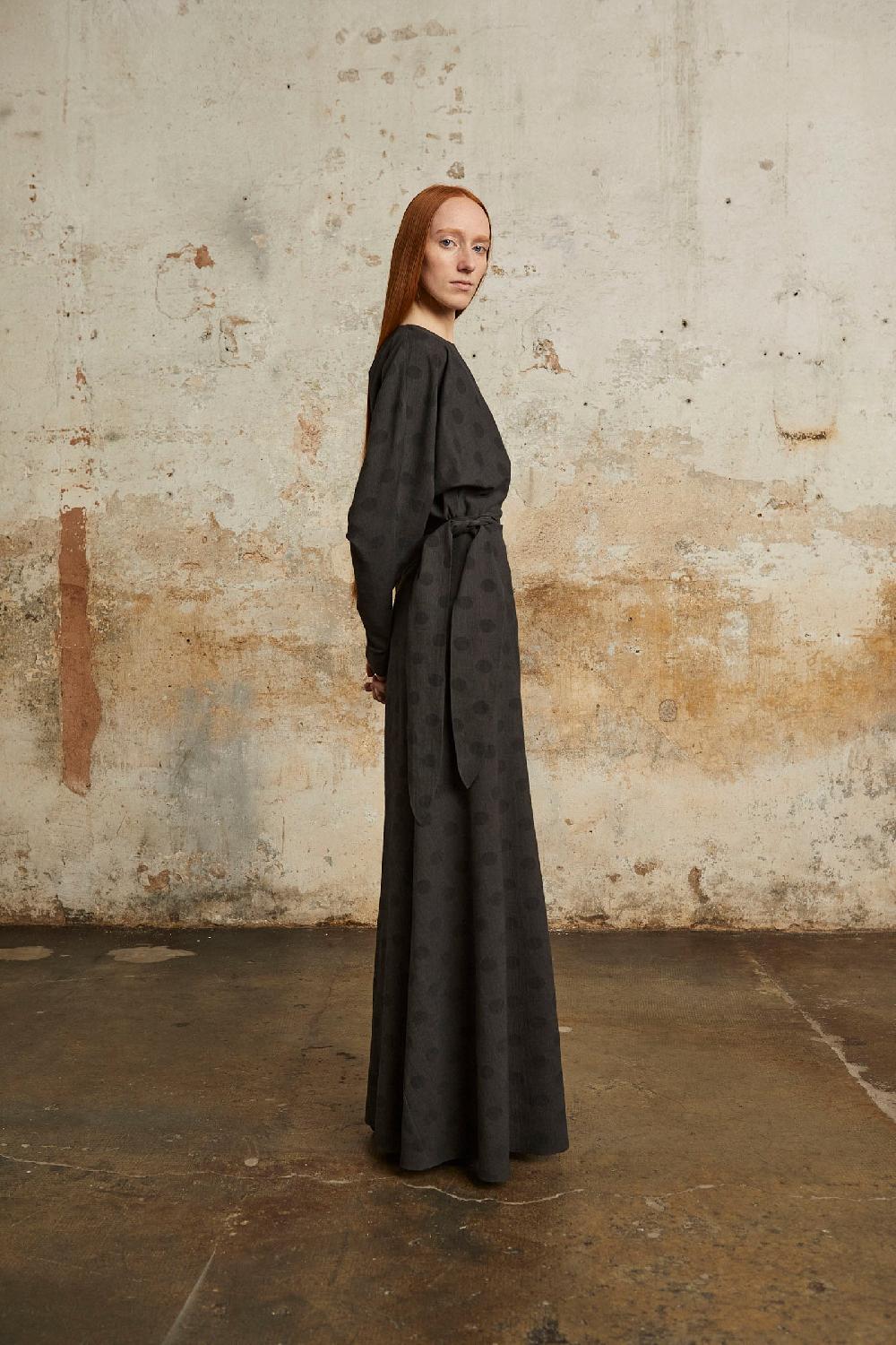 Cortana Lala vestido largo jacquard topos Oferta especial de fábrica