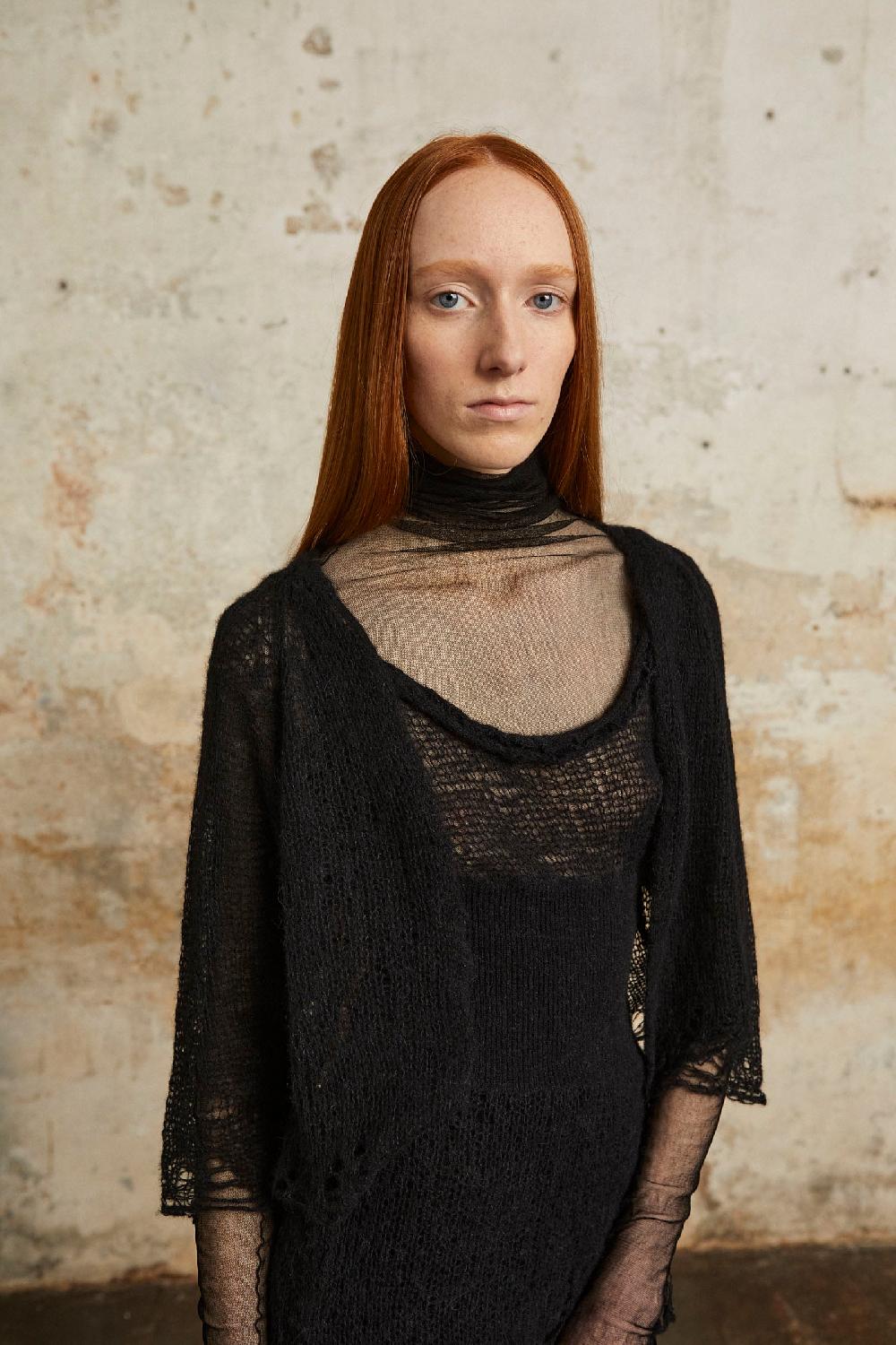 Cortana Onye chaqueta corta de punto abierto negro Superdescuento