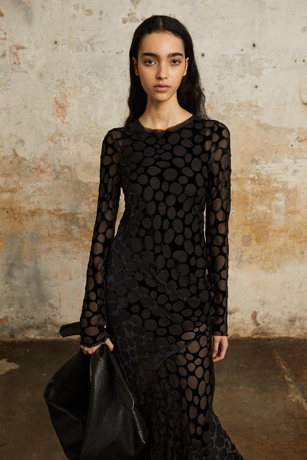 Cortana Nini mini vestido de seda negra Liquidación