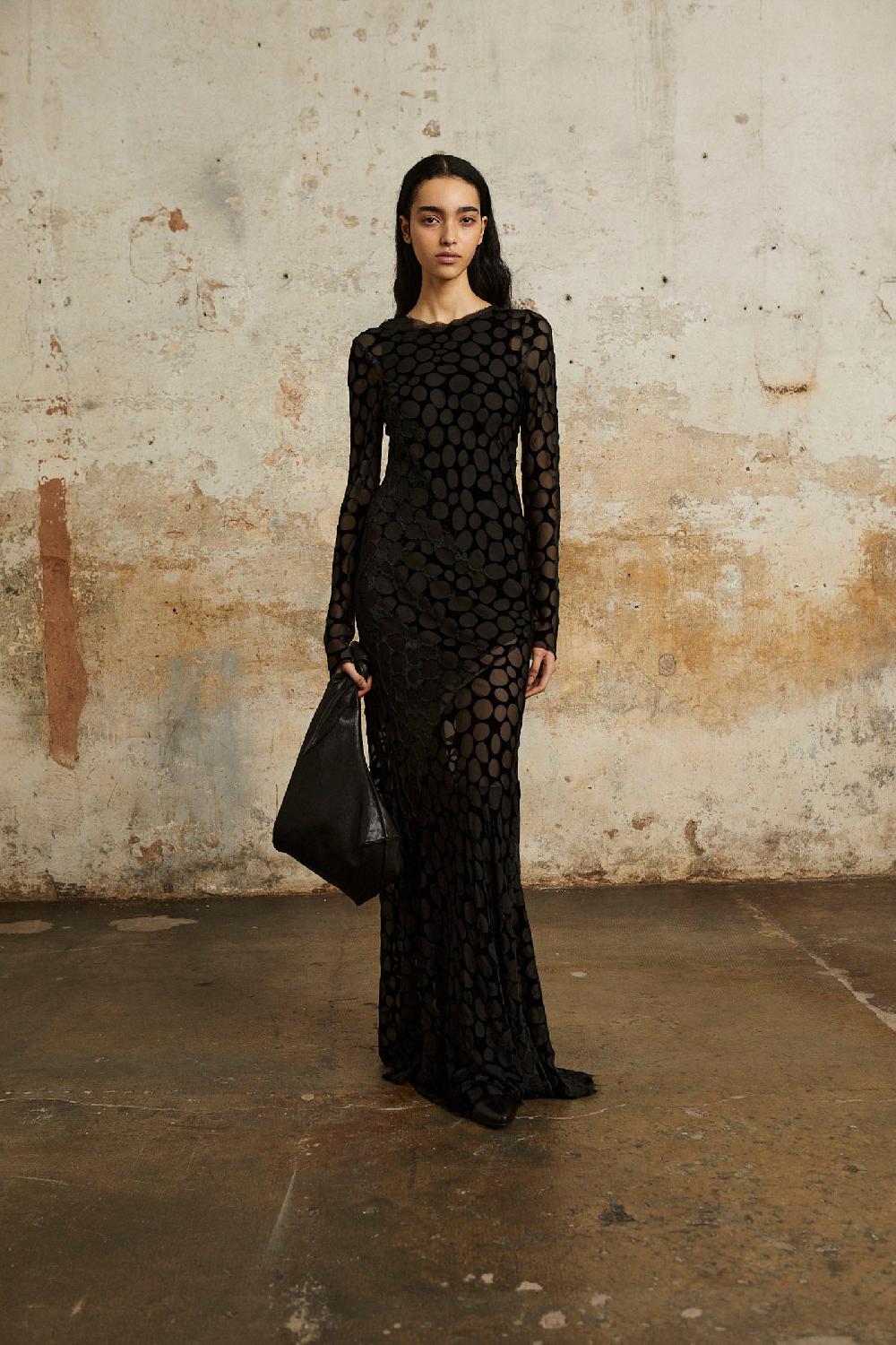 Cortana Nini mini vestido de seda negra Liquidación