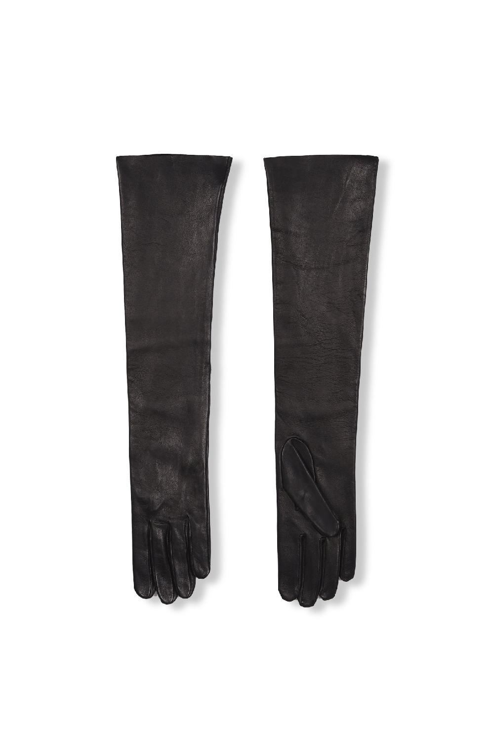 Cortana Jin guantes largos de cuero negro Ahorra y exporta