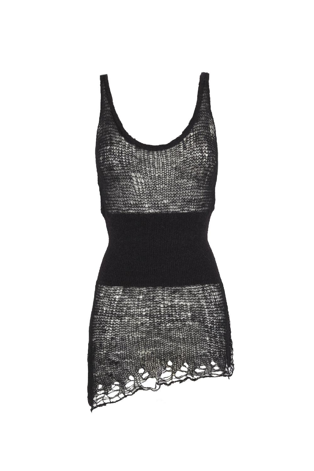 Cortana Onye top de punto en alpaca seda y cachemir negro