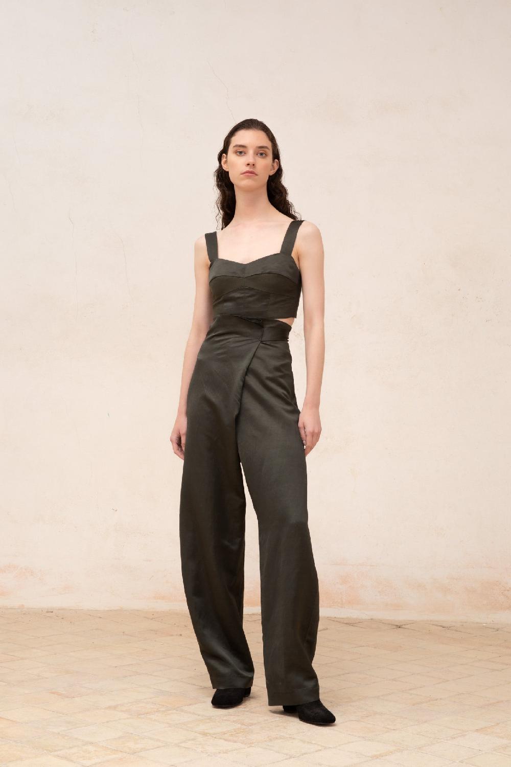 Cortana Glory pantalon en lino y viscosa grafito Grandes ahorros