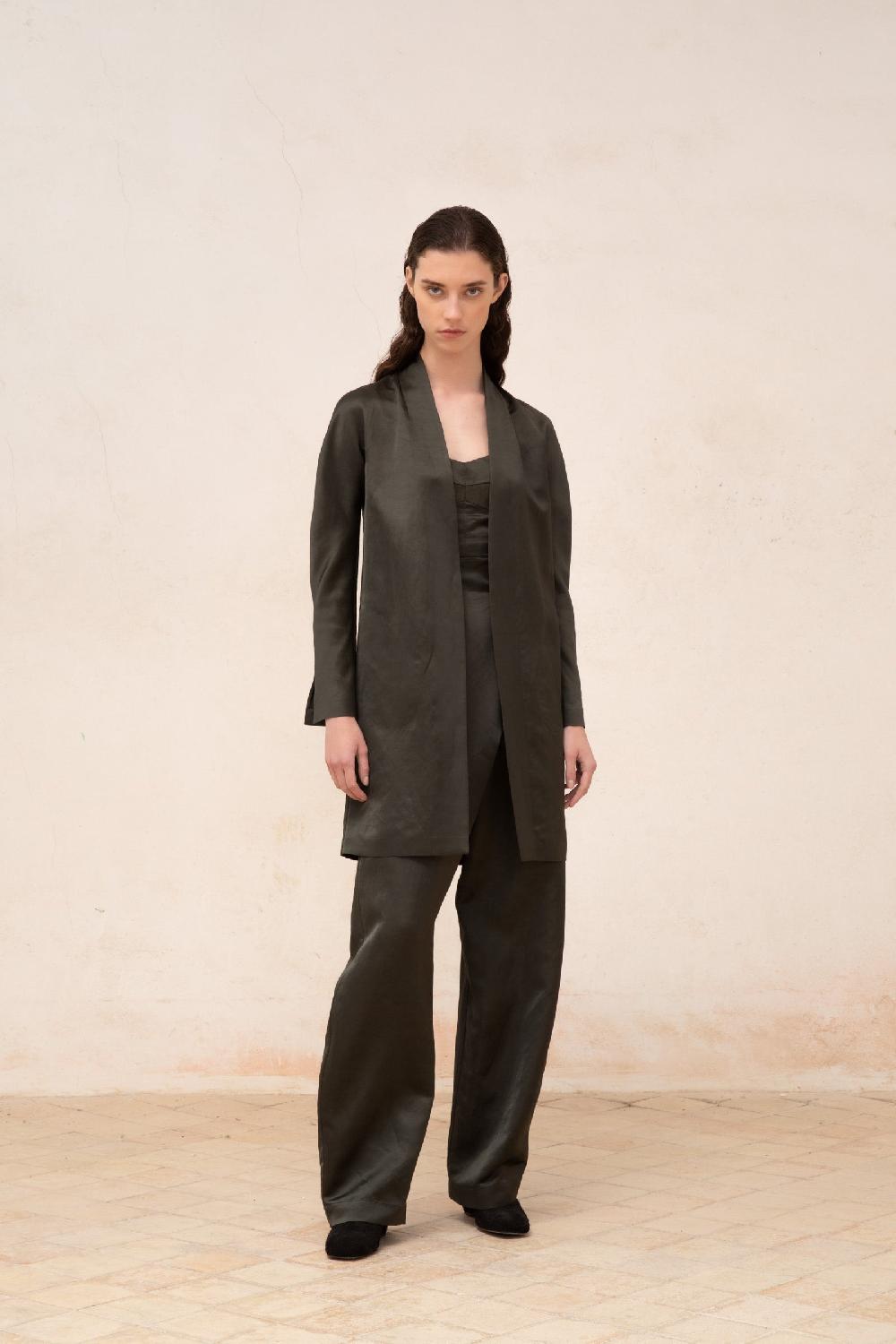 Cortana Glory pantalon en lino y viscosa grafito Grandes ahorros
