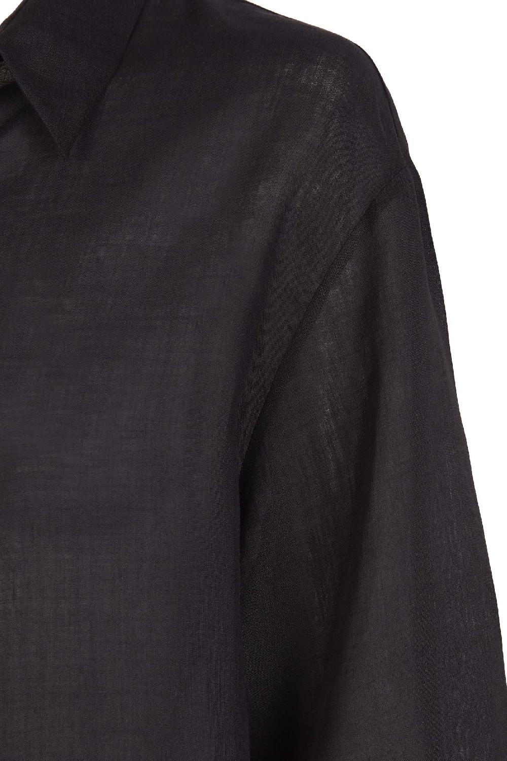 Cortana Dennis camisa oversize en ramio negro Rebajas de fin de temporada