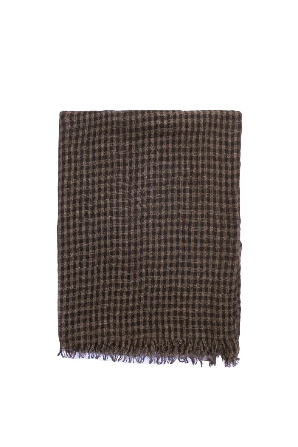 Cortana Trevor foulard a cuadros vichy marrón y negro en cachemir y seda