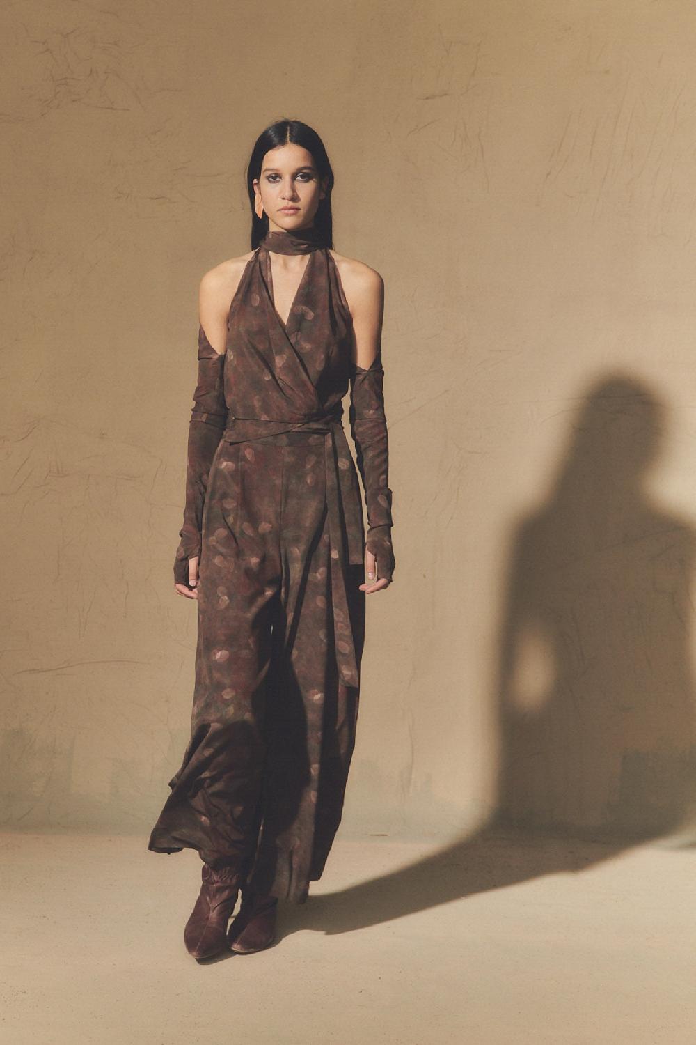 Cortana Nolita top halter en seda aran print Solo hoy