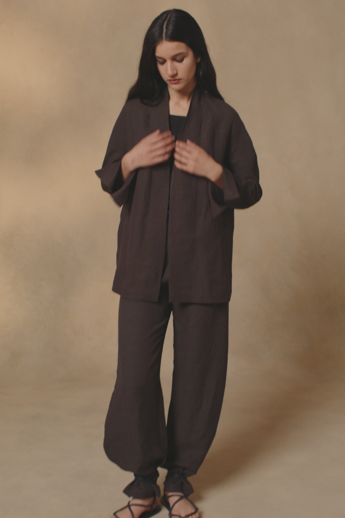 Cortana Fania pantalon en lino y viscosa blueberry Superdescuento