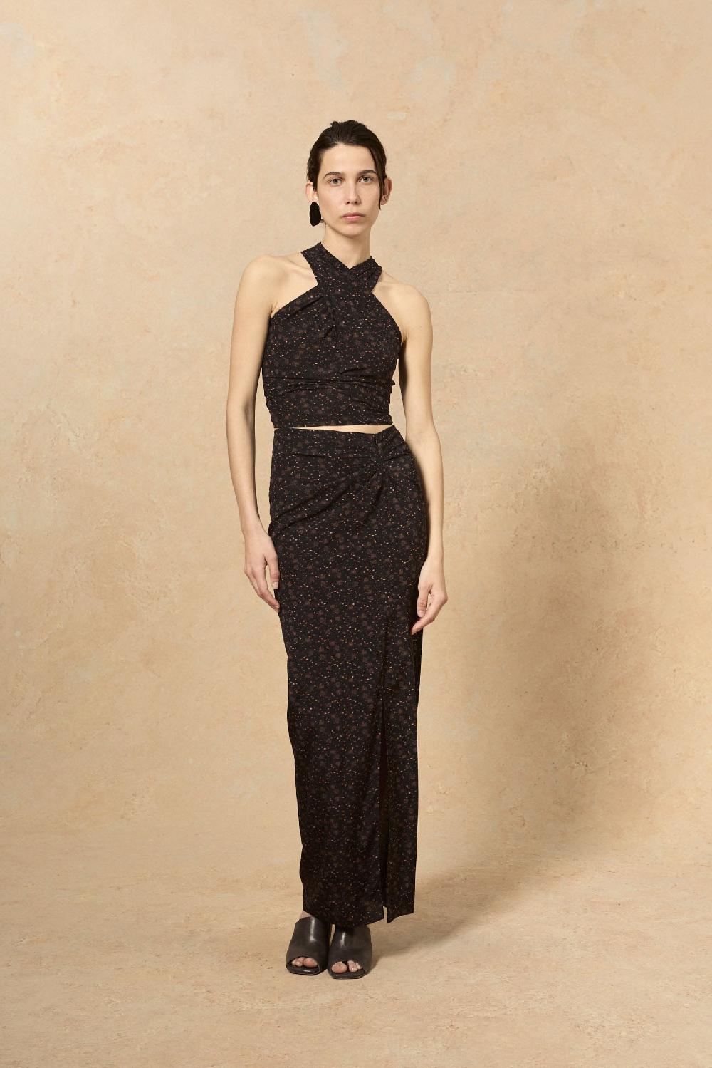 Cortana Iman falda en seda stretch hedy print Grandes descuentos