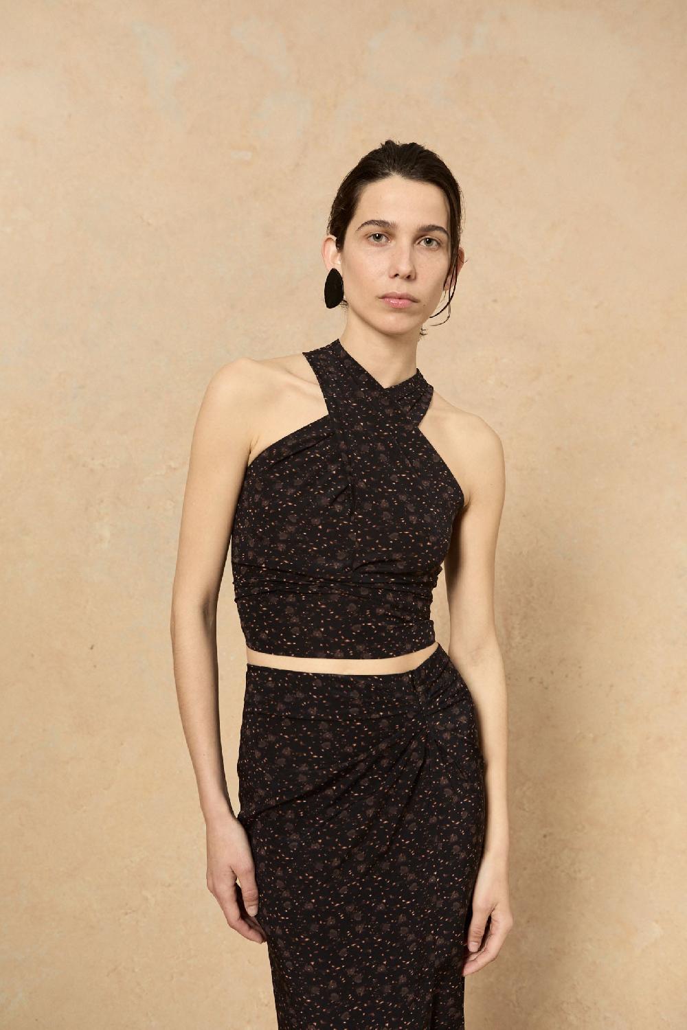 Cortana Iman falda en seda stretch hedy print Grandes descuentos