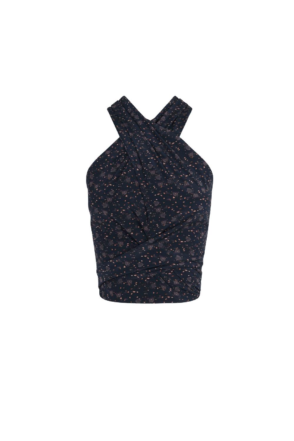 Cortana Iman top en seda stretch hedy print