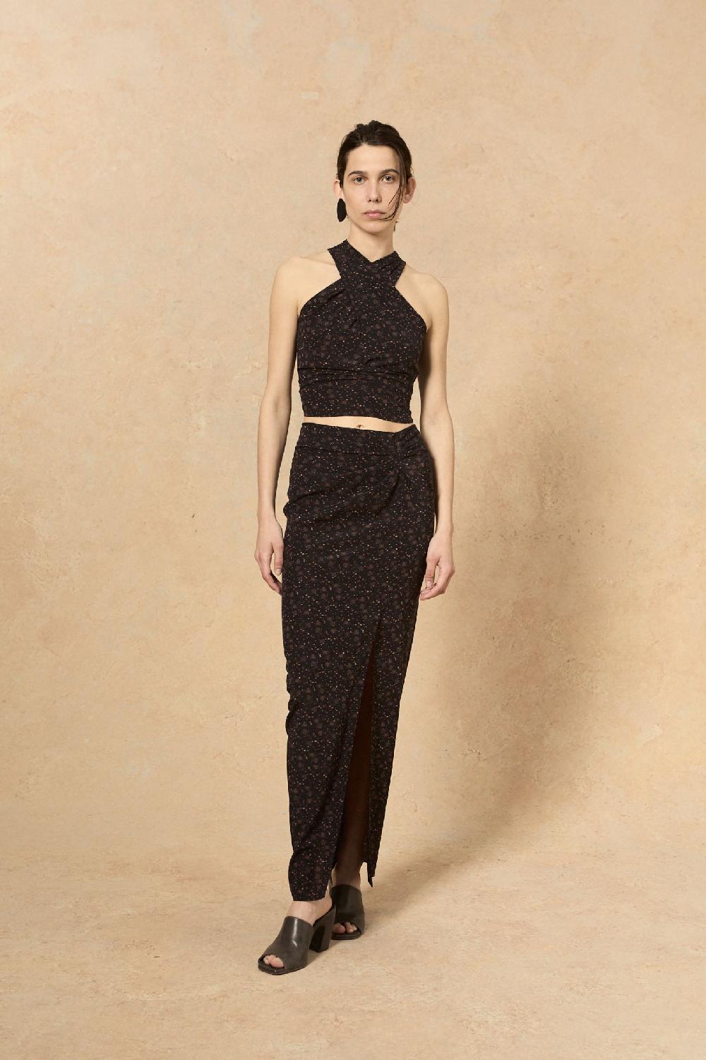 Cortana Iman top en seda stretch hedy print Liquidación