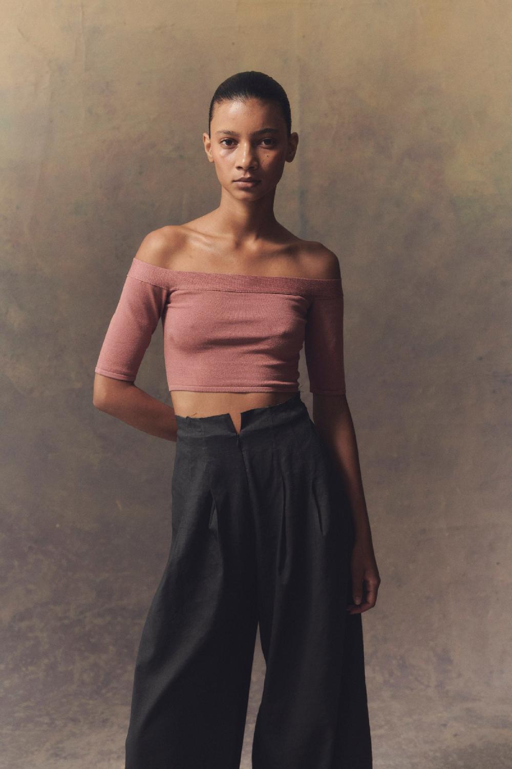 Cortana Naim crop top de punto arándano Limitado a 3 días