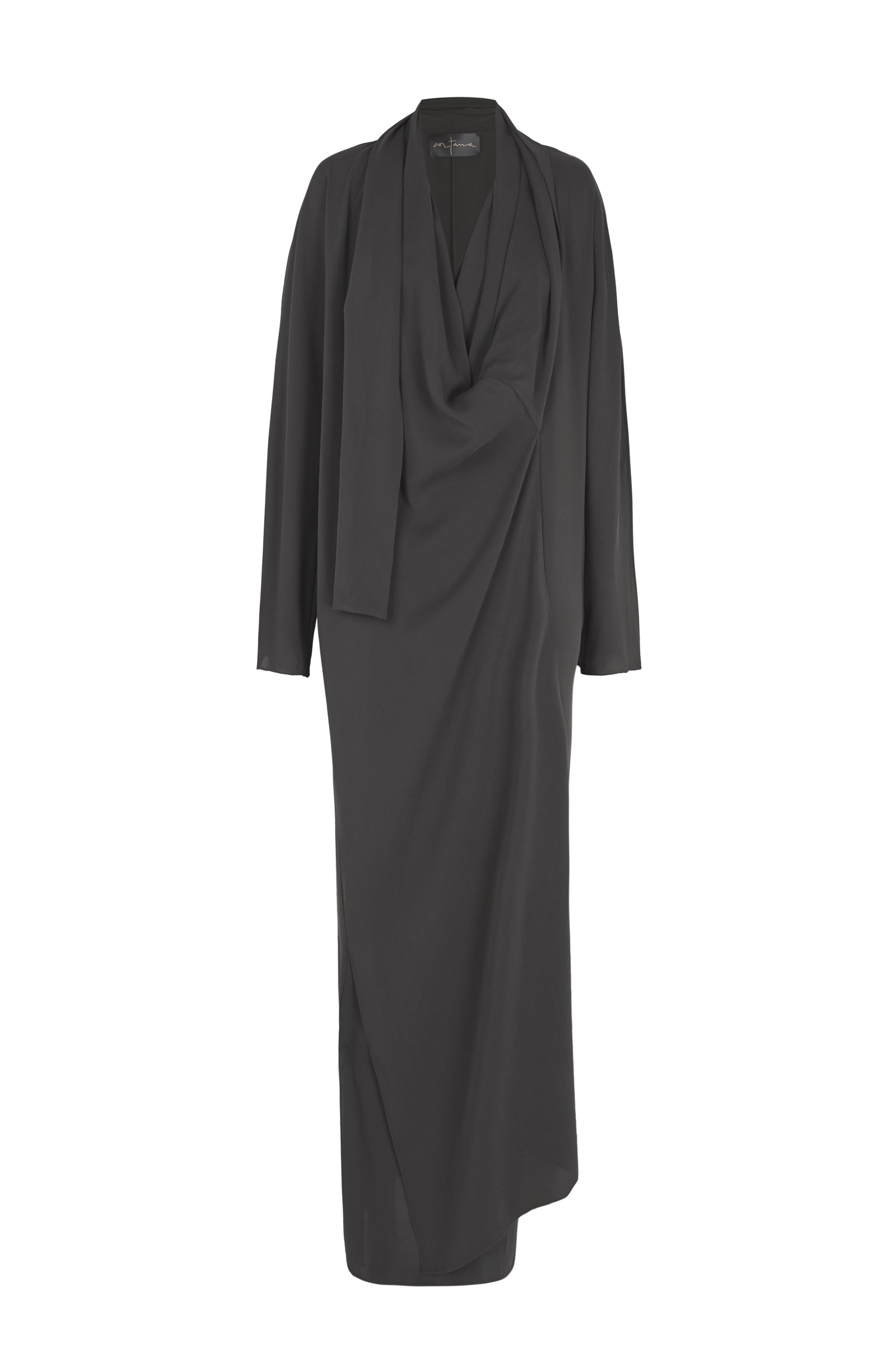 Cortana Edda vestido largo en seda stretch grafito