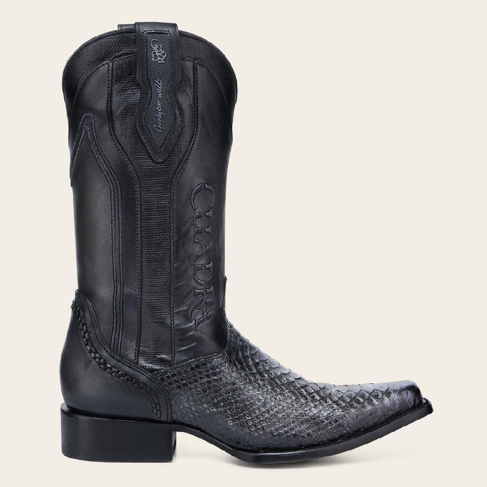 Cuadra Bota vaquera en piel genuina de pitón para caballero Precio ultrabajo