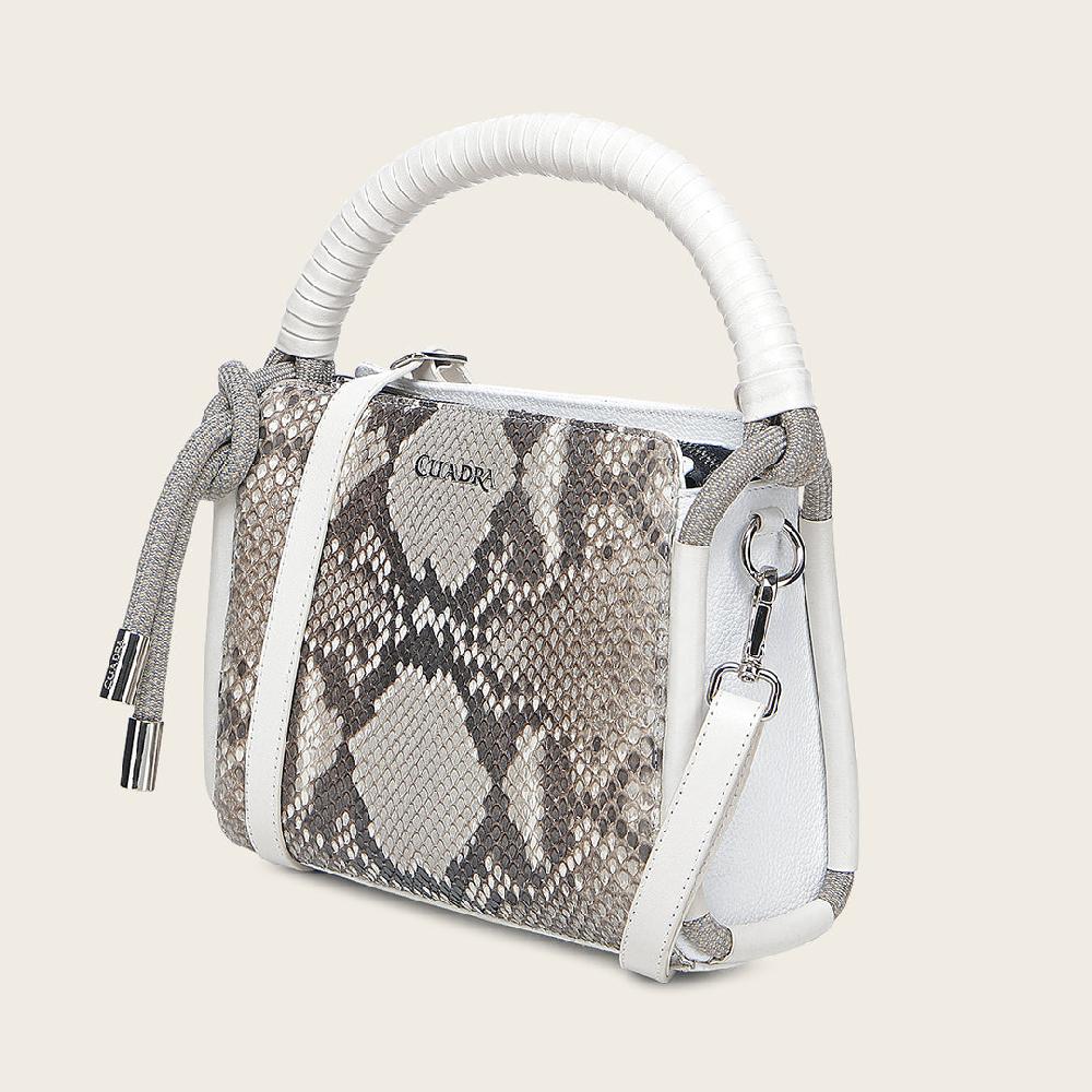 Cuadra Crossbody en piel genuina de pitón para dama Descuento