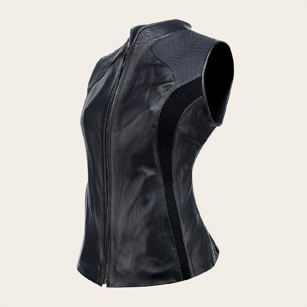 Cuadra Chaleco en piel genuina de ovino para dama Última moda