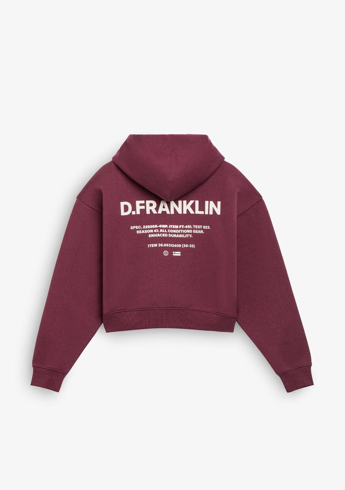 D.franklin Worldwide Crop Hoodie Wine COMPRAR AHORA