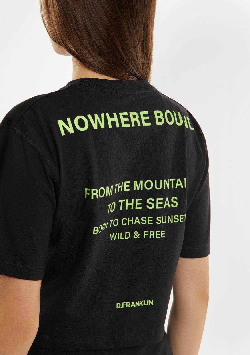 D.franklin Nowhere Bound Cropped T-Shirt Black / Lime Libre de impuestos