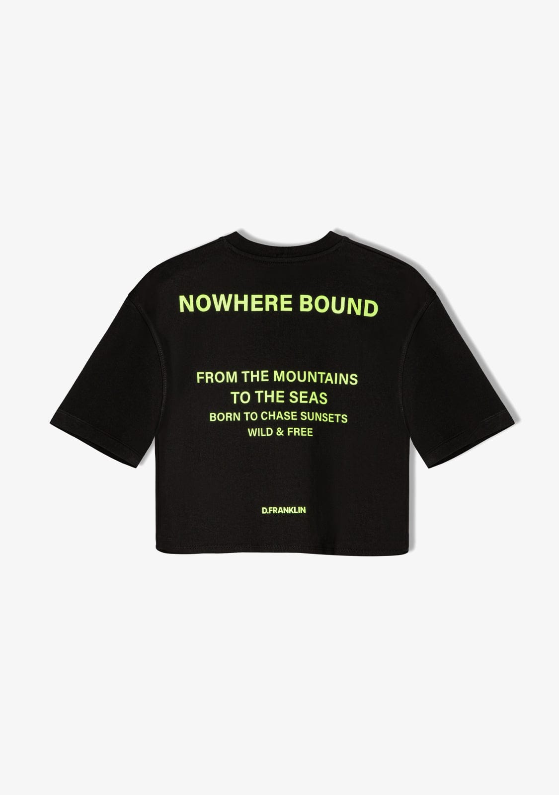 D.franklin Nowhere Bound Cropped T-Shirt Black / Lime Libre de impuestos