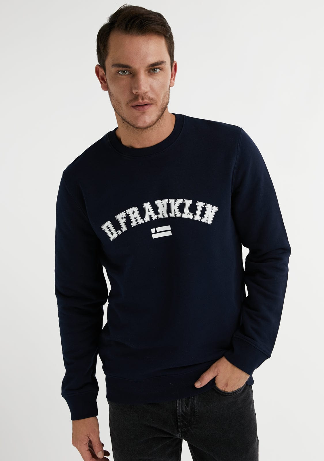 D.franklin Varsity Sweatshirt Navy / White Oferta exclusiva
